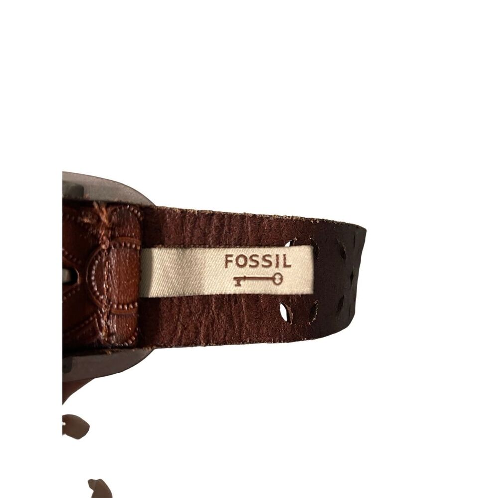 Fossil Women’s Pewter Leather Belt Laser Cutouts Bohemian size Medium - Picture 12 of 12
